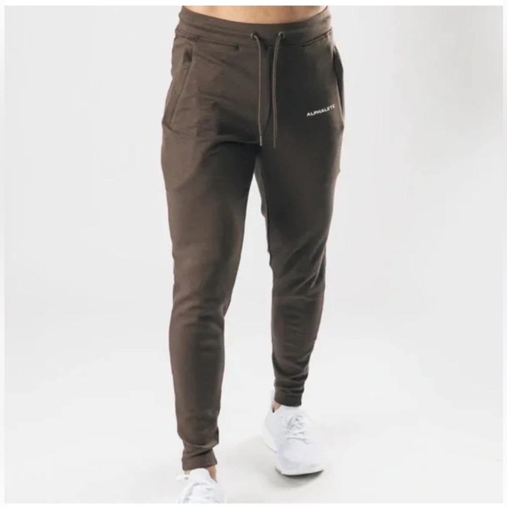 Alphalete Men Olive Brown Tapered Joggers Athletic‎ Pants Athleisure